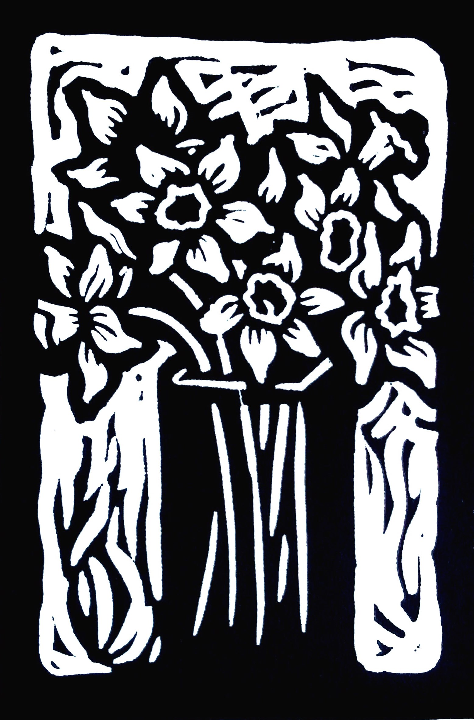 A-Street Prints Inge Black Floral Block Print Paper Glossy Non
